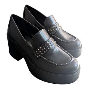 10 • Design Concept Studio • Chunky Black Leather Platform Loafers